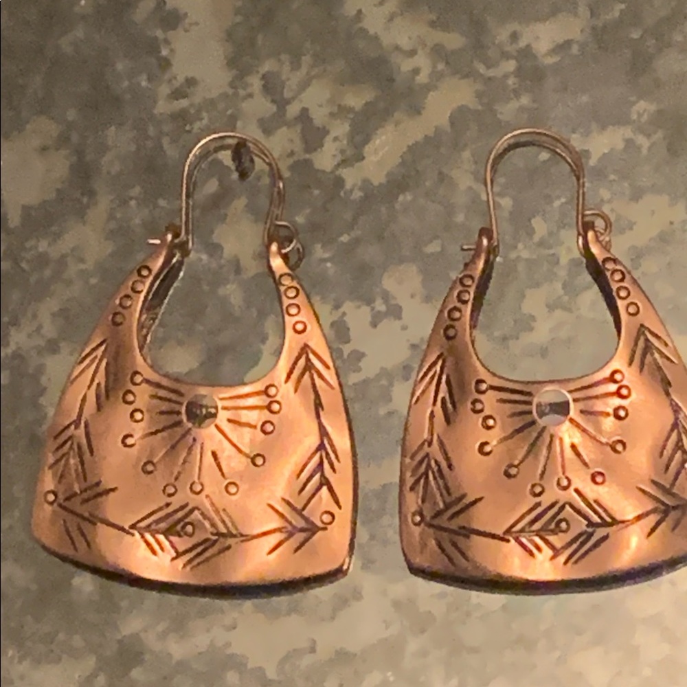 Boho Copper Dangle Earrings - Picture 3 of 4